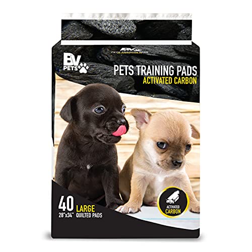 BV Charcoal Puppy Pads XL 320 Count 34"x28" - Leak-Proof Pee Pads for Dogs with 6-Layer Absorbent Design & Built-in Attractant - Dog Pad Extra Large with Charcoal for Odor Control - for Large Dogs - size: XL / 320-Count (Charcoal)