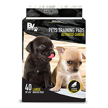 BV Charcoal Puppy Pads XL 320 Count 34"x28" - Leak-Proof Pee Pads for Dogs with 6-Layer Absorbent Design & Built-in Attractant - Dog Pad Extra Large with Charcoal for Odor Control - for Large Dogs - size: XL / 320-Count (Charcoal)