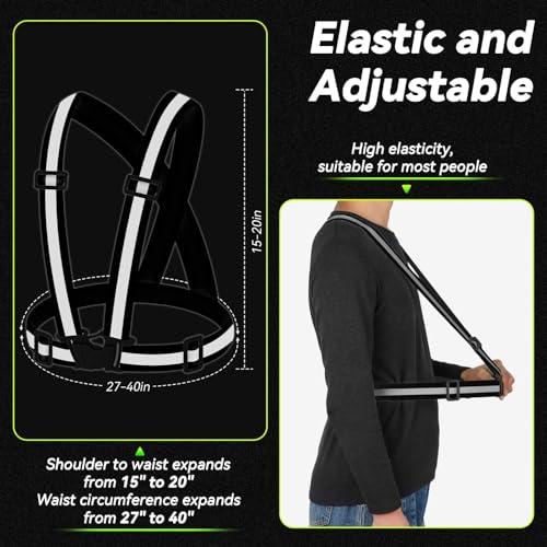 Reflective Vest Running Gear,High Visibility Adjustable Safety Vest for Outdoor Motorcycle,Dog Walking,Night Running,Hiking - color: Black X3