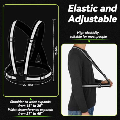 Reflective Vest Running Gear,High Visibility Adjustable Safety Vest for Outdoor Motorcycle,Dog Walking,Night Running,Hiking - color: Black X3