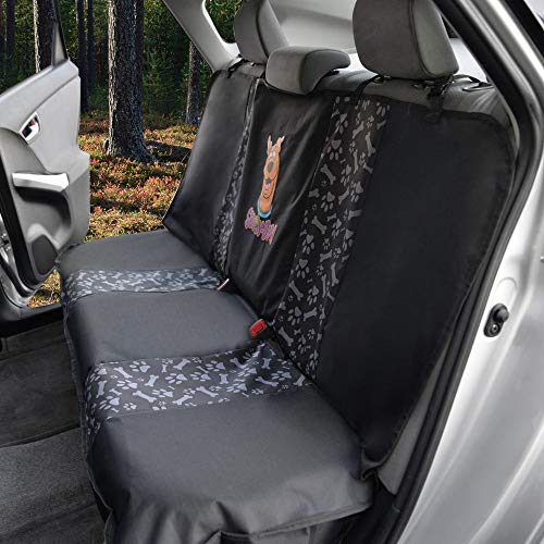 Warner Bros Scooby Doo Rear Back Seat Bench Pet Seat Cover for Cars SUVs Trucks Sedans, Waterproof Heavy Duty Durable Universal Fit Automotive Protection for Dogs Puppy Cats Travel Companions Washable - color: Black Rear