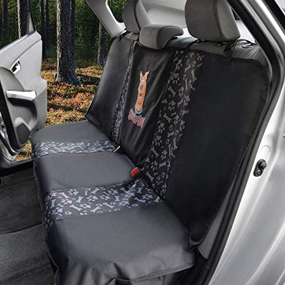 Warner Bros Scooby Doo Rear Back Seat Bench Pet Seat Cover for Cars SUVs Trucks Sedans, Waterproof Heavy Duty Durable Universal Fit Automotive Protection for Dogs Puppy Cats Travel Companions Washable - color: Black Rear