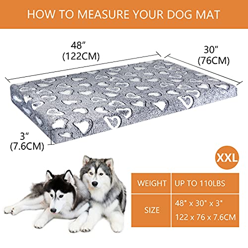 VANKEAN Dog Crate Mat Reversible Cool and Warm, Stylish Dog Bed for Crate with Waterproof Inner Linings and Removable Machine Washable Cover, Firm Support Dog Pad for Small to XX-Large Dogs, Grey - size: XXL(48 x 30 x3")