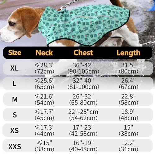 Mile High Life Dog Raincoat, Adjustable Waterproof Reflective Rain Jacket for Small Medium Large Dogs, Lightweight Breathable Pet Rain Coat with Leash Hole(Green Cactus,XXS Chest 16-19") - color: Green Cactus, size: XXS Chest 16"-19"