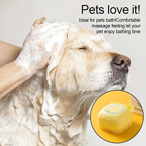 3-Pack Dog & Cat Bath Brush Set - Soft Silicone Pet Grooming Shampoo Brush, Massage Shower Brush with Shampoo Dispenser for Dogs & Cats - Gentle Bathing & Grooming Tool for Pets