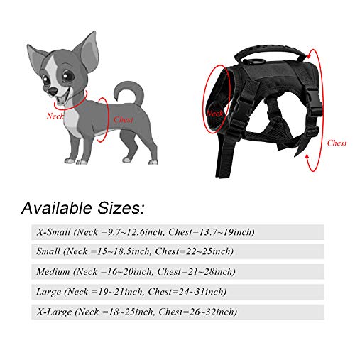 Tactical Service Dog Vest Harness, Outdoor Training Military K9 Patrol Dog Vest Adjustable Tactical Puppy Harnesses with Handle (XS, Black) - color: Black, size: X-Small (Pack of 1)