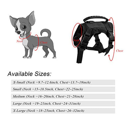 Tactical Service Dog Vest Harness, Outdoor Training Military K9 Patrol Dog Vest Adjustable Tactical Puppy Harnesses with Handle (XS, Black) - color: Black, size: X-Small (Pack of 1)
