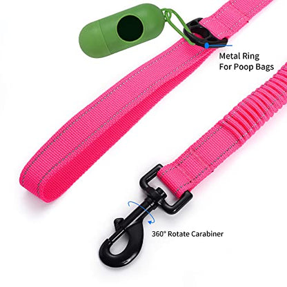 Mile High Life | Bungee Dog Leash | Gentle Pull Training Lead | Soft Comfort Texture | 3-5 Feet | for Dogs/Cats Under 20 lb (Pink) - color: 3-5 feet-Pink