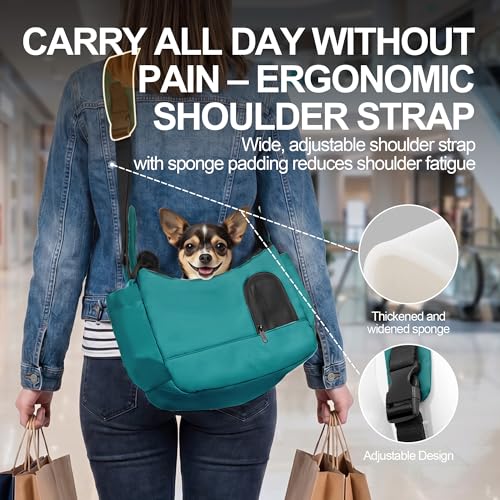 Dog Carrier Sling for Small Dogs & Cats Hand-Free Puppy Sling Purses with Storage Bag and Adjustable Shoulder Strap, Pet Sling Carrier Up to 8.8 Lbs (Blue)