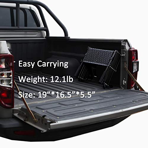 Upgraded Dog Stairs, Metal Frame Foldable Large Dog Step, Lightweight Portable Pet Ladder Ramp for Cars, SUVs and High Bed, 5 Steps