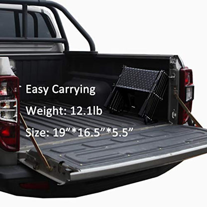 Upgraded Dog Stairs, Metal Frame Foldable Large Dog Step, Lightweight Portable Pet Ladder Ramp for Cars, SUVs and High Bed, 5 Steps
