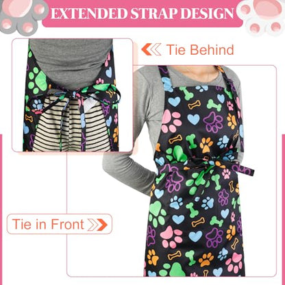 Dog Grooming Waterproof Apron with 2 Pockets, Cute Animals Puppy Dog Pets Apron - style: Dog Paws and Bones