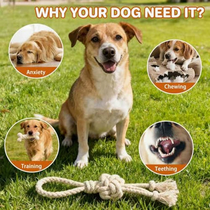 3 Pack Cotton Rope Dog Toy Set, Indestructible Chew Toys for Aggressive Chewers, Puppy Teething Toys with Bone, Human & Chinese Knot Designs for Boredom Relief & Tug of War， White - style: White suit（3 pack）