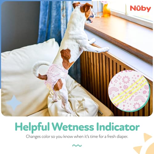 Nuby Pets Disposable Female Dog Diapers with Wetness Indicator, Leak-Resistant & Absorbent for Dogs in Heat, Training & Incontinence, Small (12"- 20" Waist), 50 Count - size: S (Waist 12-20 in)