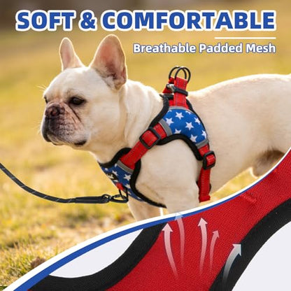 PUPTECK Dog Harness Small Sized Dog, Step in Adjustable Reflective Dog Vest Harness Escape Proof, No Pull Soft Padded Harness Easy Control, Star, M - color: Blue(Stars), size: M (CHEST: 14.5"-20")