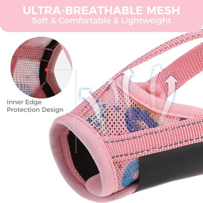 PAWCHIE Dog Muzzle for Medium Dogs, Soft Air Mesh Muzzle Anti Biting Barking Chewing,Comfortable Mouth Guard Breathable Adjustable Loop Pets Muzzle for Medium Dogs,Allows Panting Drinking,Pink Donut M - size: M(Snout Cir: 5.51"-7.87")