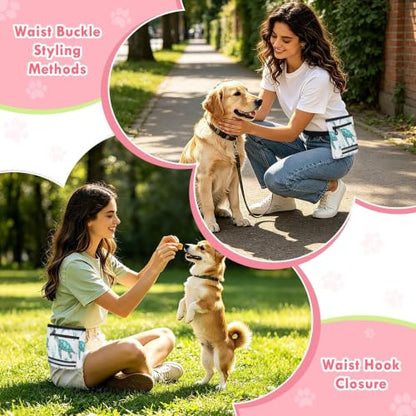 Turtle Water-Resistant Dog Treat Pouch, 3 Ways to Wear Treat Bag with Magnetic Closure & Reflective Strip, Hands-Free for Pet Training, Walking