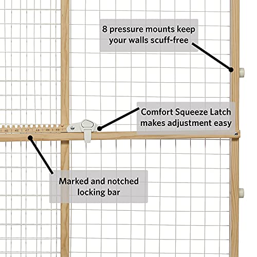 MidWest Homes for Pets Wire Mesh Pet Safety Gate, Dog Gate Expands From 29 - 50 Inches Wide, 44 Inches Tall, Wood, Powder Coated Wire - size: Large
