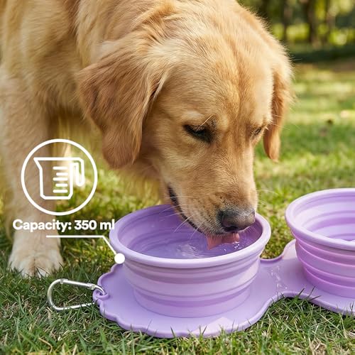 Collapsible Silicone Dog Bowl (Purple) - color: Purple