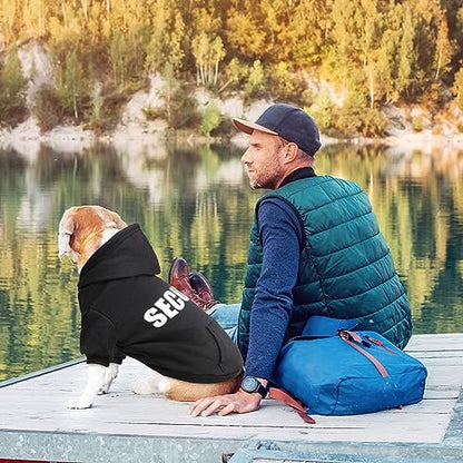 Dog Sweaters for Medium Dogs Security Dog Hoodie Pet Sweater Soft Brushed Fleece Clothes Pet Hoodie Sweatshirt with Pocket(M) - size: Medium