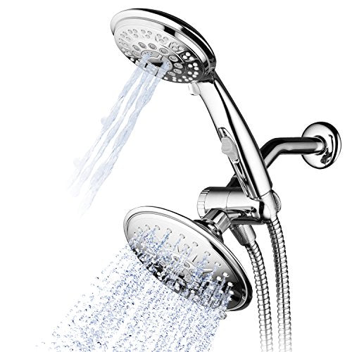 30-Setting Ultra-Luxury 6 inch Rainfall Shower Head & Handheld 3-way Combo with Water Saving Pause Switch and Stainless Steel Hose/Enjoy Separately or Together! Premium All Chrome Finish - color: Chrome Face