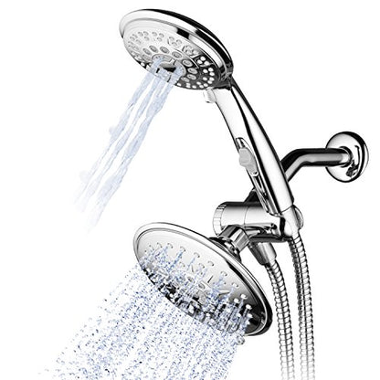 30-Setting Ultra-Luxury 6 inch Rainfall Shower Head & Handheld 3-way Combo with Water Saving Pause Switch and Stainless Steel Hose/Enjoy Separately or Together! Premium All Chrome Finish - color: Chrome Face