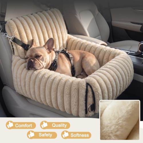 MIXJOY Dog Car Seat for Small/Medium Dogs up to 25 lbs, Multi-Functional Dog Carrier for Car with Detachable Washable Cover, Pet Travel Bed with Clip-On Safety Leash, Brown - color: Brown