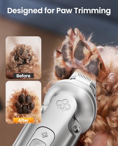 oneisall Small Dog Clippers and Paw Trimmer with Low Noise, 4 - in - 1 Cordless Dog Grooming Kit with 3 - Level Speed Clippers (7000 RPM) for Grooming Thick Hair, Waterproof Shaver for Dogs and Cats | 6000/6500/7000RPM, 3-Speed, 49dB, LED Display, IPX7 Wa