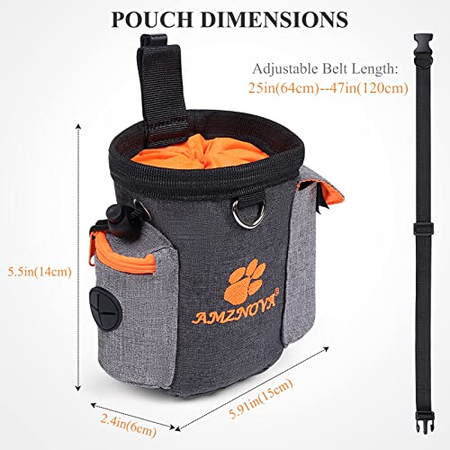 AMZNOVA Dog Treat Bag Treatnow Dog Treat Pouch, Training Pouch with Waist Belt & Clicker for Training & Walking, Waist Clip On Snack Fanny Pack for Pet, 3Cups, Heather Black - color: Heather Black