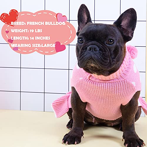 KYEESE Valentines Dog Sweater Dress, Warm Dog Sweaters for Small Dogs Girl Cats Dogs Clothes, Pullover Cozy Knit Pet Apparel with Leash Hole, Pink Dot, XS - color: 03# Polkadot (Pink), size: X-Small (2-3lbs)