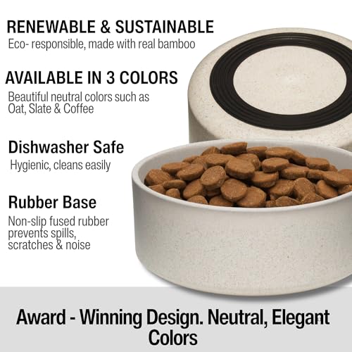 Loving Pets - Dolce Bamboo - Eco-Friendly Pet Bowls & Dishes for Dog, Cats, Puppy Food and Water Dish -Sustainable and Dishwasher Safe, Made with Real Bamboo (Large, Oat-Beige) - color: Oat Beige, size: Large Dish