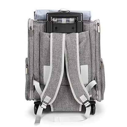 Lollimeow Pet Rolling Carrier, Dog Backpack with Wheels,Cats,Puppies Travel Bag with Wheels,Dog Trolley(Grey) - color: Grey