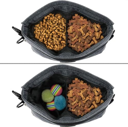 Viklluyr Dog Treat Pouch with Magnetic Closure, 2 Zip Pockets, Removable Inner Pocket, Padded Shoulder Strap, Perfect Food Bag for Agility Training - Including Carabiner - color: Black, size: L