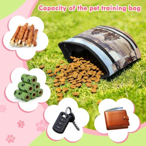 Western Desert Cowboy Water-Resistant Dog Treat Pouch, 3 Ways to Wear Treat Bag with Magnetic Closure & Reflective Strip, Hands-Free for Pet Training, Walking