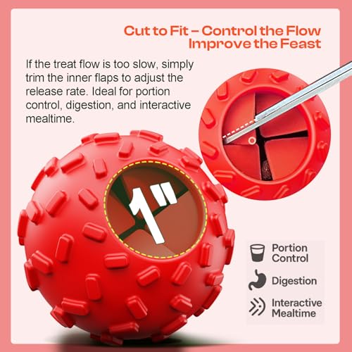 Treat Dispensing Dog Toys - Interactive Cognitive Dog Treat Toy,Puzzle Ball for Puppies & Small Dogs,Promotes Slow Eating, Reduces Stress,Perfect for Fetch,Chewing & Training - color: Freedom Red