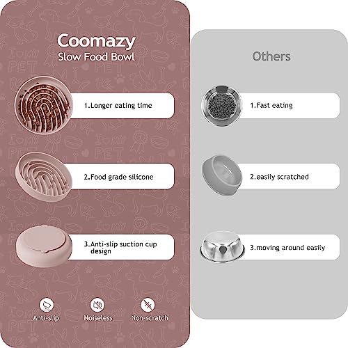 Coomazy 대형 실리콘 슬로우 피더 강아지 그릇, 반려동물 사료 훈련을 위한 인터랙티브 퍼즐 장난감, 강아지를 바쁘게 유지, 강아지 과식 방지 (더스티 핑크, 라지: 3.2컵) - color: 더스티 핑크., size: 3.2 Cup