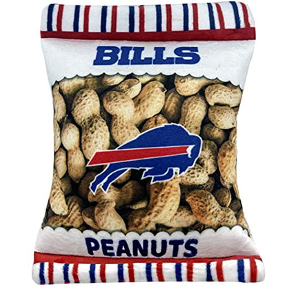 NFL Buffalo Bills Crinkle FINE Plush Dog & CAT Squeak Toy - Cutest Stadium Peanuts Snack Plush Toy for Dogs & Cats with Inner Squeaker & Beautiful Baseball Team Name/Logo - color: Buffalo Bills, style: STADIUM PEANUTS SNACK