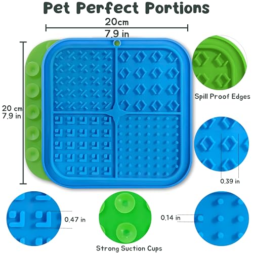 Large Licking Mats for Dogs and Cats, Slow Feeder Lick Pad with Suction Cups for Dog Training,Peanut Butter Licking Pad for Boredom Reducer (2 Lick Mats with Free Spatula, Tooth Brush, cleaning Brush)