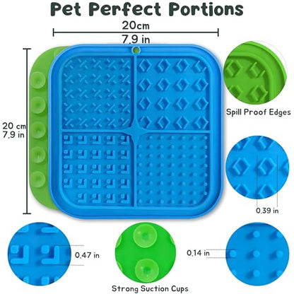 Large Licking Mats for Dogs and Cats, Slow Feeder Lick Pad with Suction Cups for Dog Training,Peanut Butter Licking Pad for Boredom Reducer (2 Lick Mats with Free Spatula, Tooth Brush, cleaning Brush)