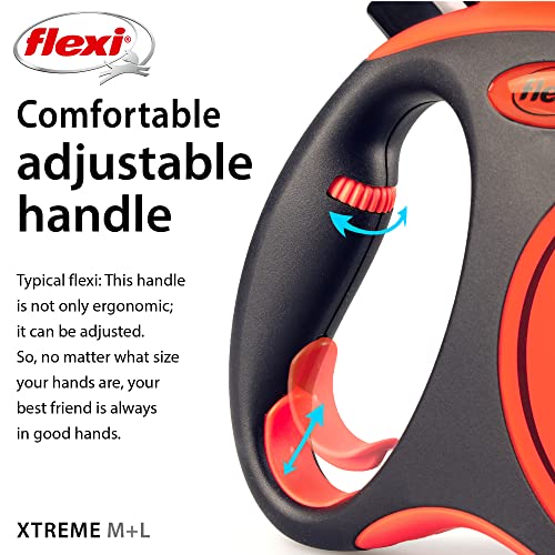 FLEXI® Xtreme Tape Retractable Dog Leash, Large, 26 ft - Orange/Black | German engineered, original flexi leash, durable quality for dogs up to 121 lbs, tangle-free, walking, reliable brake system