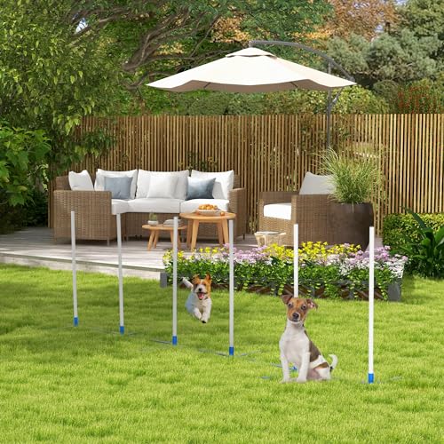 Agility Weaves Poles, Adjustable Dog Agility Kit Training Course Equipment for Puppy with Storage Bag