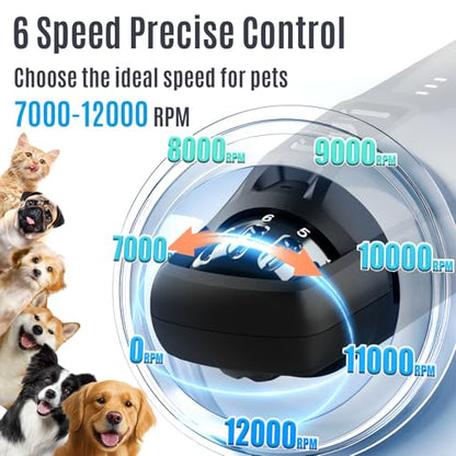 Casfuy New 6-Speed Dog Nail Grinder - 50% More Power Dog Nail Trimmers with 2 LED Lights Quiet 7h Running Time Electric Pet Nail Grinder File Toenail Grinder for Large Medium Small Dogs & Cats (DB) - color: Dark Blue