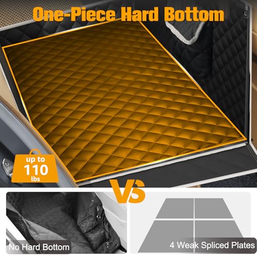 PETICON Dog Car Seat for Large/Medium Dogs, One-Piece Hard Bottom Back Seat Extender with 2 Mesh Windows, Waterproof Pet Carseat with Storage Pocket, Dog Hammock for Cars, SUVs and Trucks - size: XL