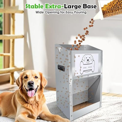 Galvanized Automatic Dog Feeder,Automatic Gravity-Fed Dog Feeder for Indoor & Outdoor Use,25LBS Capacity Food Dispenser for Small, Medium, and Large Breeds - size: 25 Pound