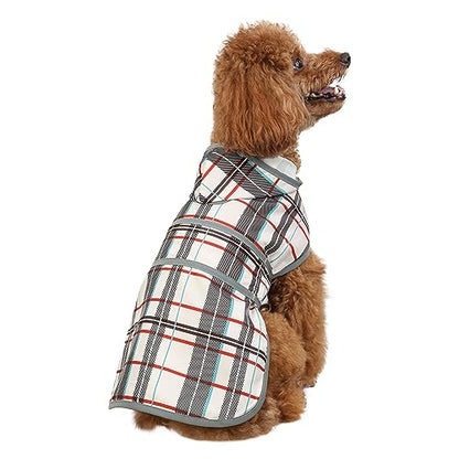 Dog Raincoat for Small Dogs Puppies Waterproof Jacket Hooded Rain Coats with Reflective Strips Leash Hole & Poncho Adjustable Fit (Plaid,XS) - color: Khaki Plaid, size: X-Small
