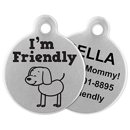 If It Barks - Engraved Pet ID Tags for Dogs - Personalized Stainless Steel Identification Tags - Custom Name Tag Attachment - Made in USA, I'm Friendly - color: Friendly