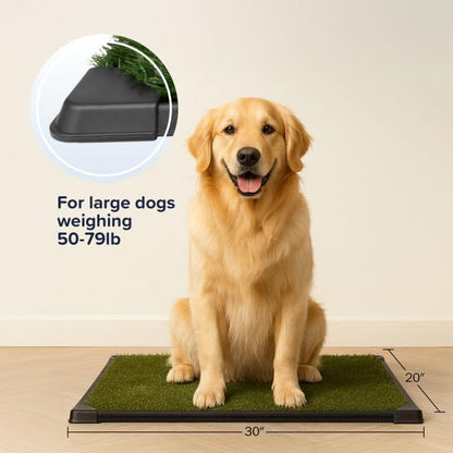 PETMAKER Artificial Grass Puppy Pee Pad for Dogs and Small Pets with Tray - 20x30 inches Washable 3-Layer Reusable Indoor Dog Potty Grass Training Pad, Easy Clean Pet Housebreaking Potty Solution - size: Large 3-Layer System