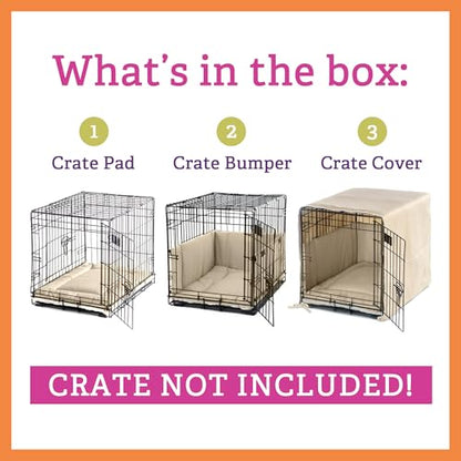 Pet Dreams 3-Piece Set Includes Dog Crate Cover, Dog Mat & Bumper Pad- Washable Kennel Bedding fits iCrate Cages 24, 30, 36, 42 Inch (Grey, Medium, 30") - color: Graphite Grey, size: 30-Inch