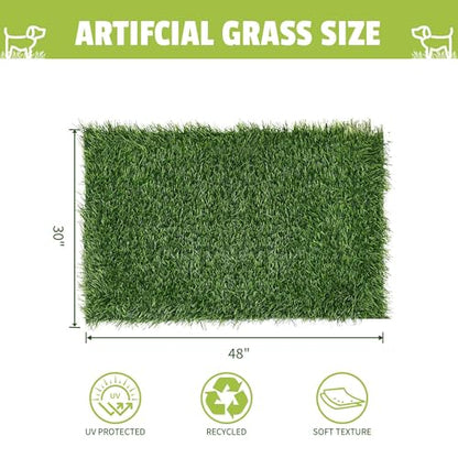 Grass Pad for Dogs, 48" x 30" Artificial Turf for Pets Potty Training, Fake Grass Mat with Drainage Holes, Easy to Clean, Large Turf Rug Outdoor Indoor Use - size: 48"L x 30"W