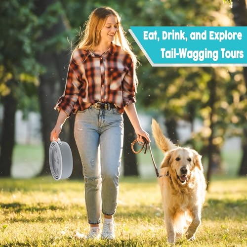 40 Oz Travel Dog Bowls with Lid, Collapsible Water Bowl BPA-Free, Stainless Steel Pet Food Bowl - 2in1 Portable Dog Bowls - Puppy Trip Camping Travel Essentials